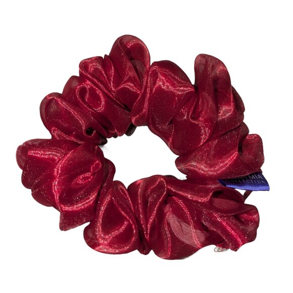 Small elegant organza red scrunchie for special occasions weddings, anniversary - Picture 3 of 4